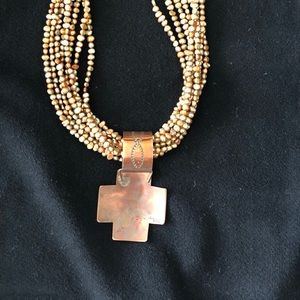 Silpada bead necklace & copper & silver bail